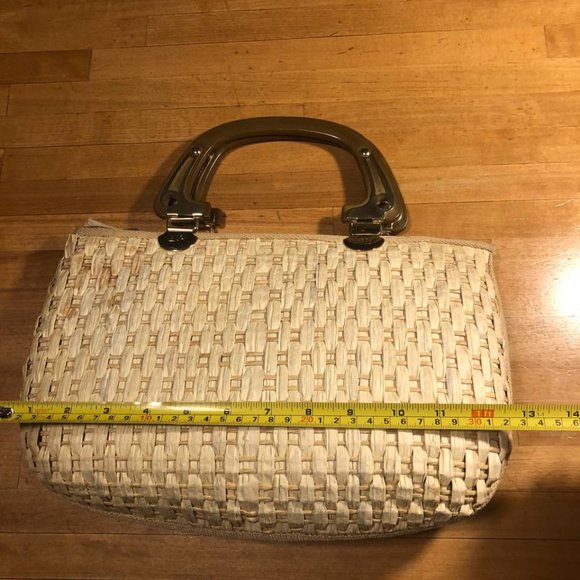 Vintage Italian PIER GIORGIO Straw Purse  Handbag with Melamine Hands, Mirror - Picture 16 of 16